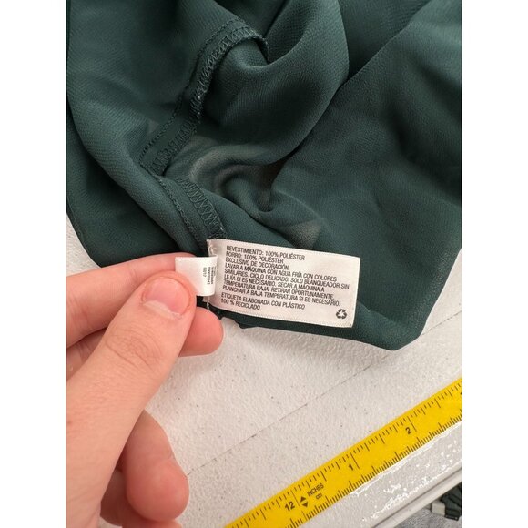 Knox Rose Green Sleeveless Embroidered Ruffle Hem Blouse Womens L Boho Fairy - Picture 6 of 7